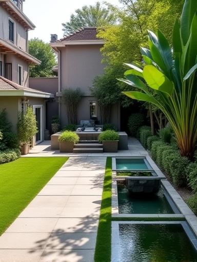 Before and after showing a concrete lot turned into a gemstone garden